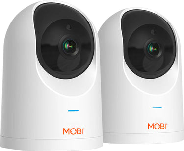 MOBI - Cam Pro HD 2 Pack Wi-Fi Pan & Tilt Video Baby Monitor with 2-way Audio, Powerful Color Night Vision, & Mounting Ability - White